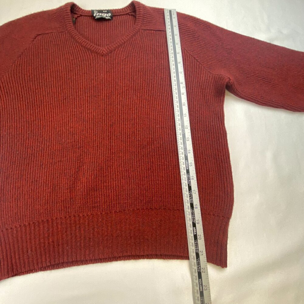 Vintage Ingo Sweater Wool Blend Classic V-Neck Long Sleeves Maroon Men’s Small - Picture 8 of 12